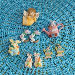 Easter Jewerly Beautiful Brooch, Pins, Earings, Angel, Bunnys Vintage/modern